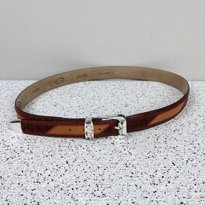 Erreghe Italy Men's Belt Size 38‎ Ostrich Lizard & Alligator Patchwork